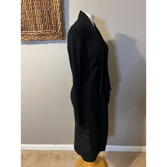 Julie Brown Long Cardigan Sweater Duster S Small Black Shimmer Washable NEW - Picture 8 of 15